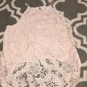 Pink lace crop top